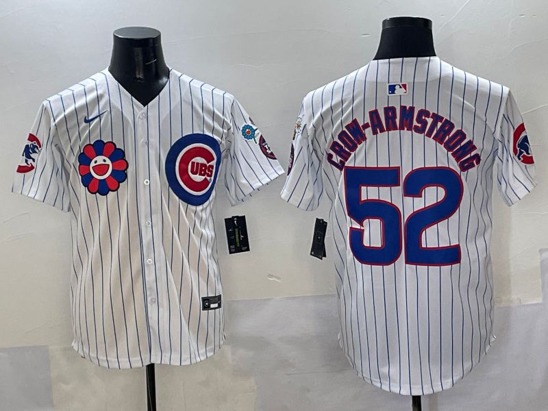 Men Chicago Cubs #52 Crow-Armstrong White Stripe Flower Edition 2025 Nike MLB Jersey style 2